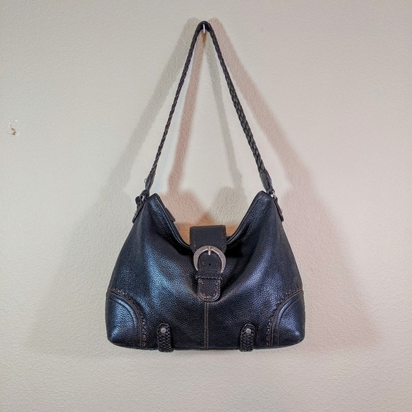 Brighton Black Buckle Shoulder Bag with Braided Strap - Picture 13 of 13